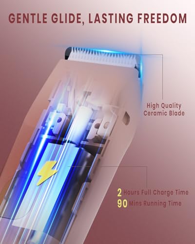 Pink 2-in-1 Waterproof Bikini Trimmer & Electric Razor for Women - Face, Legs, Bikini, Body Hair Removal, USB Rechargeable