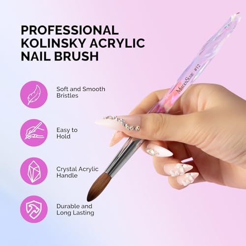 100% Kolinsky Acrylic Nail Brush Transparent Size 12 - MelodySusie