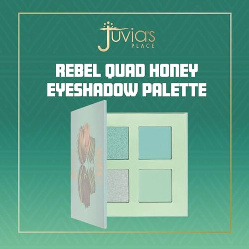 Juvia's Place Rebel Quad Mint Eyeshadow Palette - Shades of 4, Professional Eye Makeup, Pigmented Makeup Palette for Eye Color & Shine, Pressed Eyeshadow Cosmetics