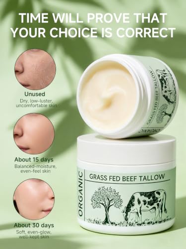 Organic Grass-Fed Beef Tallow for Face & Body Moisturizer 1.7oz Pack of 3