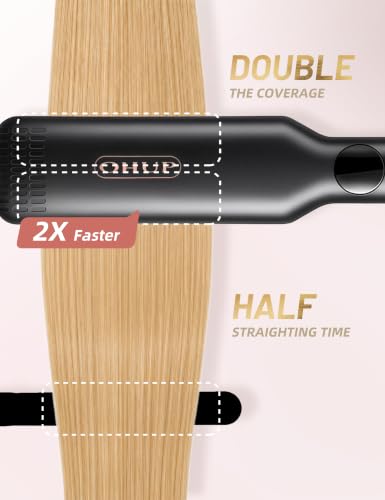 Flat Iron Hair Straightener with Digital Display & Wide Plates - Fast, Frizz-Free Styling