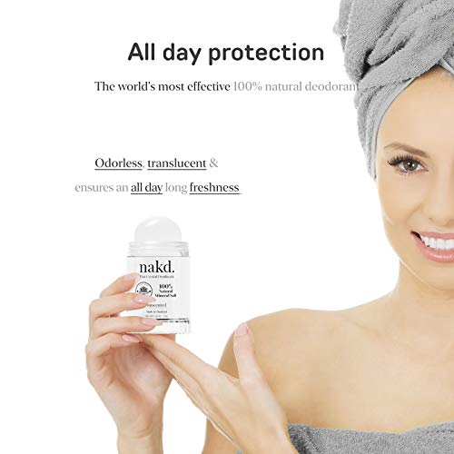 Natural Crystal Deodorant Stone - Aluminum Free Unscented, 4.25 oz & Travel Size