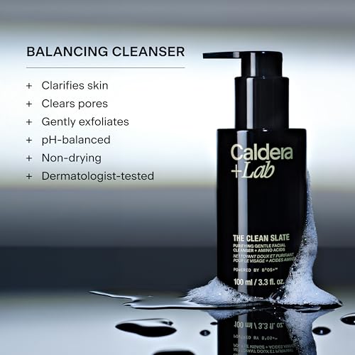 Caldera + Lab The Clean Slate | Men's Organic Foaming Facial Cleanser for Dry, Sensitive, & Normal Skin ? Vegan, Natural & Antioxidant Packed Exfoliating Face Wash