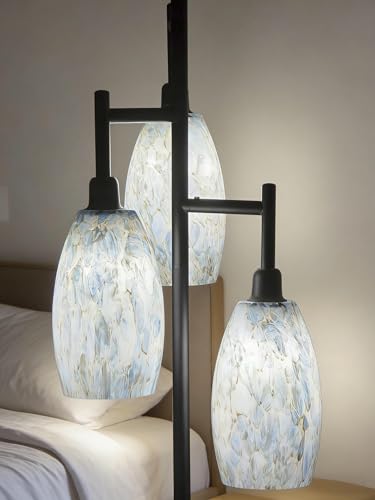 B&K Jasmine Blue Stone Crackle Glass Pendant Light Shade 7.64" - 3 Pack