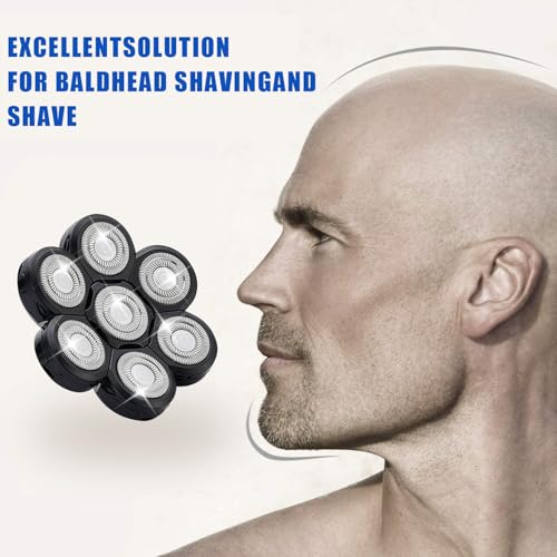 Black 7-Blade Replacement Shaver Heads for Bald Head & Face - 2 Pack