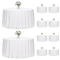 Round White Tablecloth 120 Inch - 10 Pack Polyester Cover for Events
