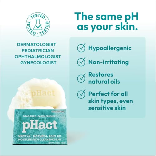 Andrew Lessman pHact Unscented Cleansing Bar 4.25 oz Pack of 12 – Gentle, pH-Breserving Skin Barrier