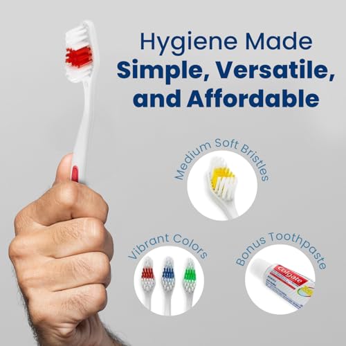 Bulk 200 Medium Soft Toothbrushes, Standard Size, Individually Wrapped, Hotels & Travel