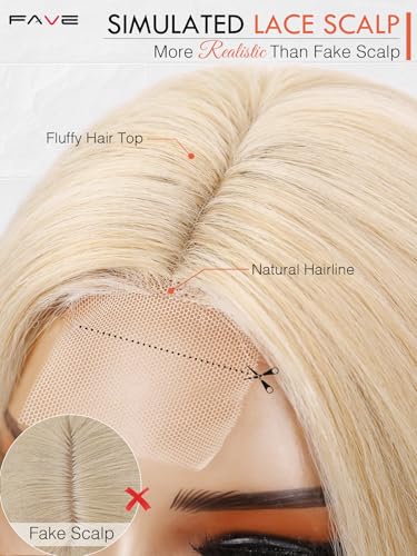 FAVE 26 Inch Blonde Straight Wig for Women - Long, Natural-Looking, Middle Part - Variation of Blonde