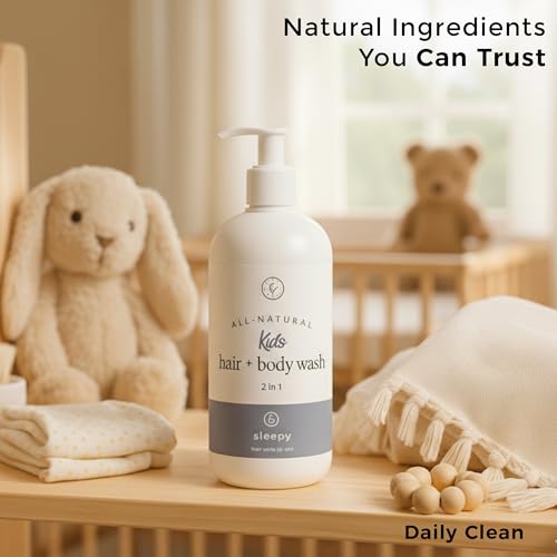Rowe Casa Organics 2-in-1 Kids Hair & Body Wash with Therapeutic Essential Oils ? Sleepy Kids Shampoo & Body Wash with Floral, Relaxing & Calming scent ? 16 Fl. Oz