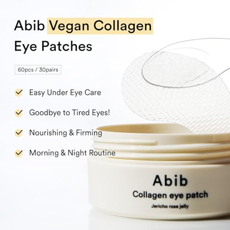 Abib PDRN & Collagen Eye Patch (60ea) Duo: Eye Patches for Wrinkles & Fine Line with Jericho Rose Jelly, 60 Count, Korean Skin Care