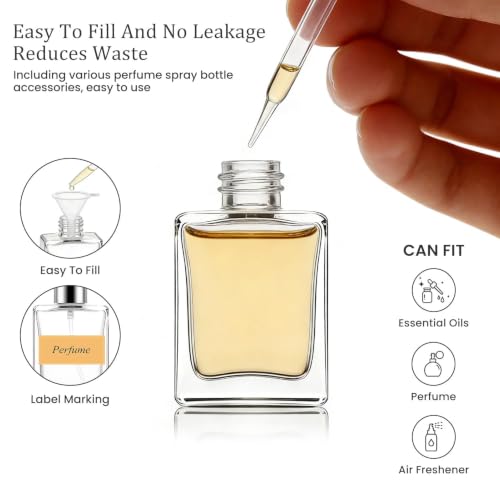 Reusable 15ml Glass Perfume Spray Bottles Set with Labels & Accessories