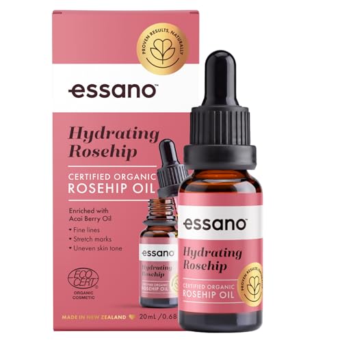Organic Rosehip Oil for Face and Body - Hydrating Natural Skin Care with Vitamin E, 20ml