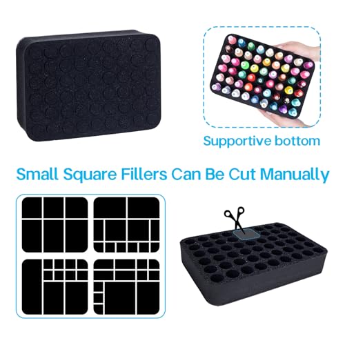 YAHOURWAT 2 Pack Nail Polish Organizer Tray with 108 Slots (15ml) Black – Foam Drawer Insert