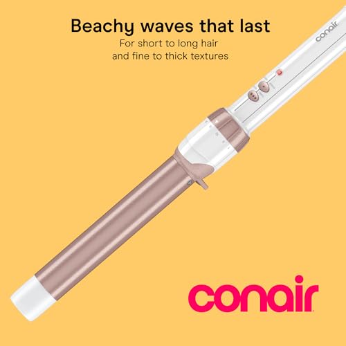 Conair 1-Inch Double Ceramic Clamp-Free Curling Wand with Variation: White/Rose Gold
