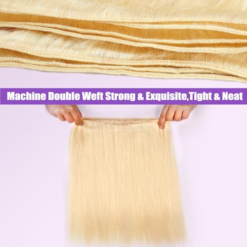 LAPONDAI 613 ST-14 Blonde Human Hair Bundles 12A Brazilian Virgin Straight 14 Inch