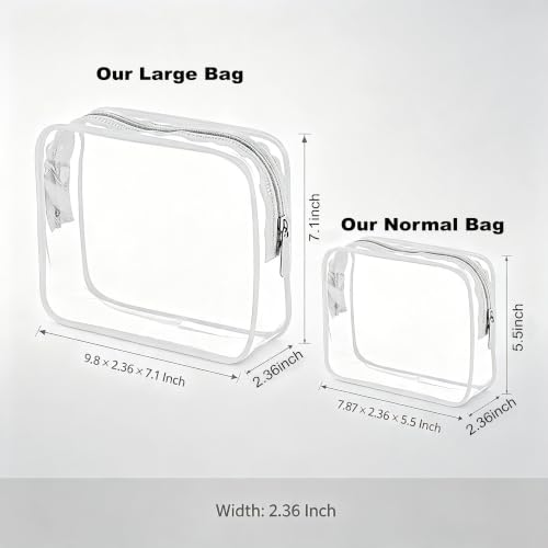 Clear Waterproof Cosmetic Bag - 20 Pack 9.8 Inch Travel Toiletry Organizer with Zipper - White Variation