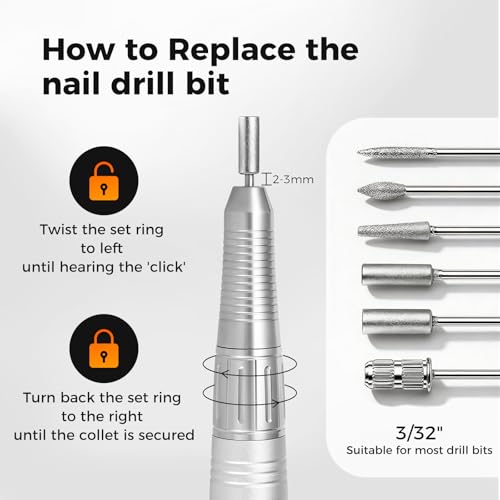 20k Nail Drill Handpiece for Medicool Pro Power Portable Nail File - Low Noise, Smooth Operation