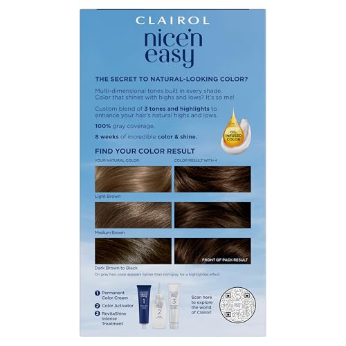 Clairol Nice'n Easy Permanent Hair Dye 4 Dark Brown - 3 Pack, 6.26 Fl Oz Each