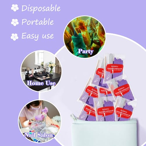 Disposable Pedicure Kit Sets, 5 in 1 Nail Salon Manicure Pedicure Kit Professional, Nail File, Pumice Pad, Mini Buffer, Toe Separator, Wood Stick, Individually Package (50, Count, 80/100 Grit)