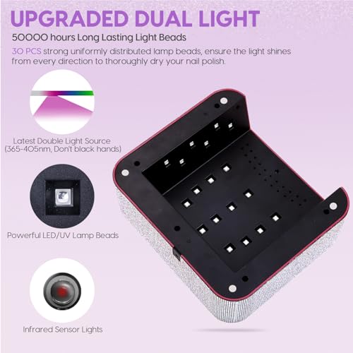 ANBEISTEE Diamond Rechargeable UV Nail Lamp for Gel Nails - Wireless, Long Battery Life