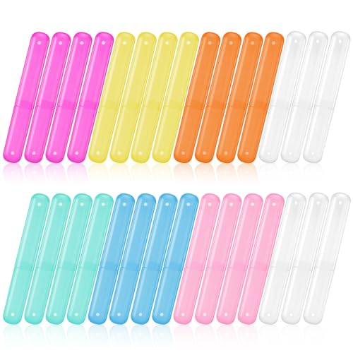 30 Pcs Portable Toothbrush Cases for Kids - Colorful Travel Toothbrush Holders