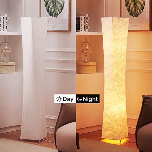 Dimmable 64-Inch Floor Lamp with Foot Switch - Adjustable Brightness, White Fabric Shade