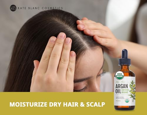4oz Organic Argan Oil for Hair & Skin - Pure Cold-Pressed Moisturizer & Frizz Control