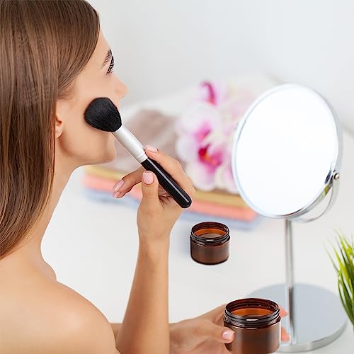 Dandat Amber Plastic Jars with Lids Refillable Round Storage Container with Labels and Pen Christmas Small Empty Travel Jar for Lotion Gel Essential Oil Body Powders Ointments(4 oz, 121 Pcs)