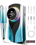 Professional Electric Nail Drill 45000RPM with 3600mAh Battery & Digital Display - Portable Manicure Kit Blue