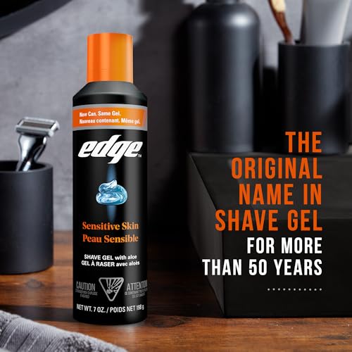 Edge Shaving Gel for Men, Sensitive Skin with Aloe, (6 Pack) - Shave Gel For Men That Moisturizes, Protects and Soothes To Help Reduce Skin Irritation