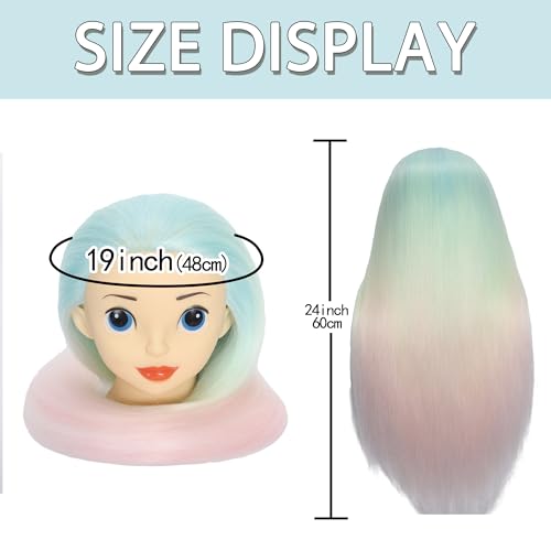 Unicorn 24'' Mannequin Head with Hair for Braiding & Styling Training, TKIMHEQ