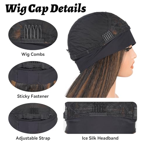 Looxey Black 1 / 20 Inch Kinky Straight Headband Wig for Black Women - Glueless, Natural Look