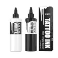 Tattoo Ink Set - 8 oz Triple Black & White Pigments - Vegan, Long-Lasting, Fast-Drying - Variation: Black/White Set