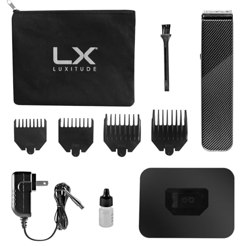 Precision Hair Trimmer & Body Groomer for Men- 4 Attachments, All-in-One Cordless Design, Steel Blades & Carbon Fiber Finish