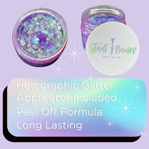Stunt Trainer Cheer Glitter Face Body Makeup Peel Off Gel Chunky Holographic 15 Colors 1.6oz Vegan Cruelty Free Nontoxic Cheerleader Cheerleading Makeup
