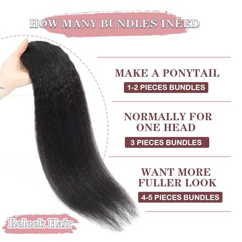 Kinky Straight Human Hair Bundles 20 Inch Natural Black - Unprocessed