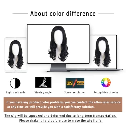 Black Long Curly Wig for Men - Vintage Snape Cosplay & Themed Events - Variation: Black