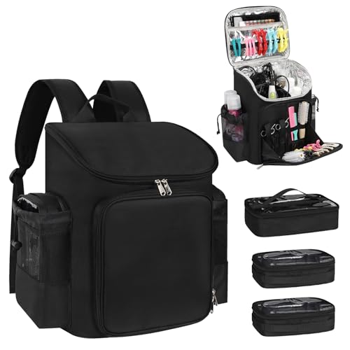 Hairstylist Traveling Bag, Large Capacity Barber Travel Backpack, Hairdresser Bag with Adjustable Dividers, Hair Tools Travel Case, Professional Cosmetology Bags for Supplies, Hair Stylist Must Haves