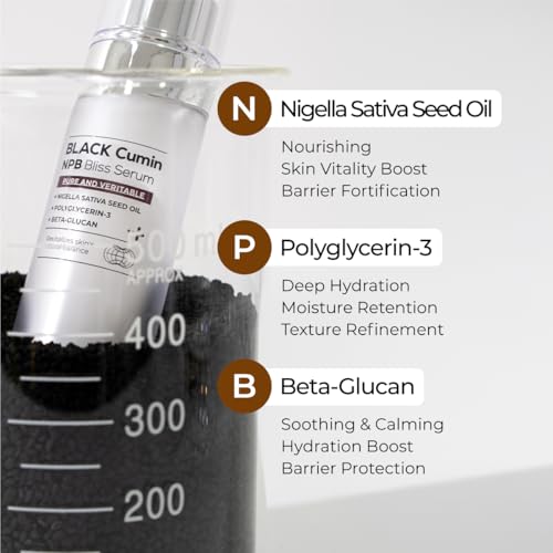 IZEZE Black Cumin NPB Bliss Serum 1.01fl.oz, 30 ml | Niacinamide, Skin Barrier, Glow Moisturizer Korean Skincare, Deep Hydration, Thymoquinone, Nigella Sativa Oil, Black Seed Oil Korean Skincare