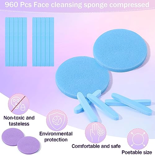 Multicolor 960 Pcs Compressed Facial Sponges for Estheticians - Soft & Reusable
