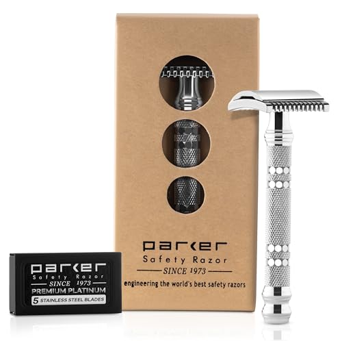 Parker 24C Deluxe Chrome Open Comb Safety Razor – Double Edge Shaving System