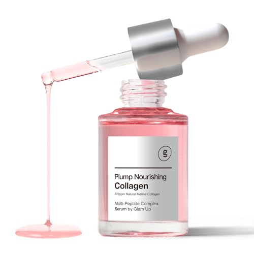 GLAM UP Marine Collagen Serum - Anti-Aging Face Serum with Hyaluronic Acid & Peptides, 30ml