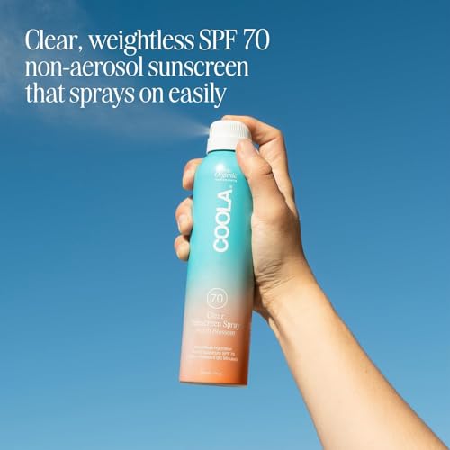 Organic SPF 70 Sunscreen Spray - Water-Resistant Sunblock with Peach Blossom Scent, Vegan & Gluten Free, 6 Fl Oz - Variation of THIS listing