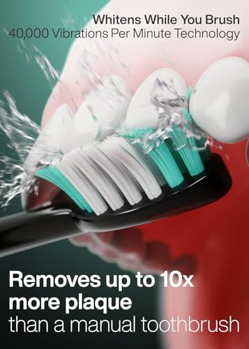 Aquasonic Black Series Ultra Whitening Electric Toothbrush Pack of 2 with 8 Brush Heads