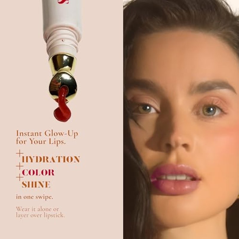 ed&i OMG Cute Lips ? Lip Gloss for Women with Shea Butter for Hydration, Light Shimmer, Lip Tinted High Shine Finish, Long Lasting Lip Gloss in Red Vanilla Frosting, Lightweight & Non-sticky
