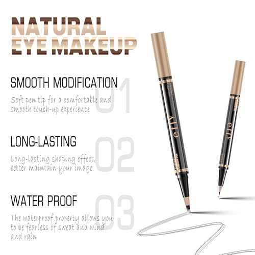 Eyebrow Pencils for Women, Microblading Eyebrow Pen Magical 2-in-1 Dual-Ended Brow Pen with 3D & Precise Brush-Tip Create Natural Hair-Like Brows, Last All-Day(Black)