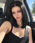 JANATOUCH Natural Black 12-Inch Synthetic Lace Front Bob Wig for Women