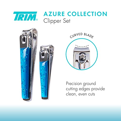 TRIM Azure Collection Clipper Set ? Precision-Ground Cutting Edges for Clean, Even Cuts ? Convenient and Easy to Use ? Perfect for at-Home Manicures and Pedicures ? Carbon Steel