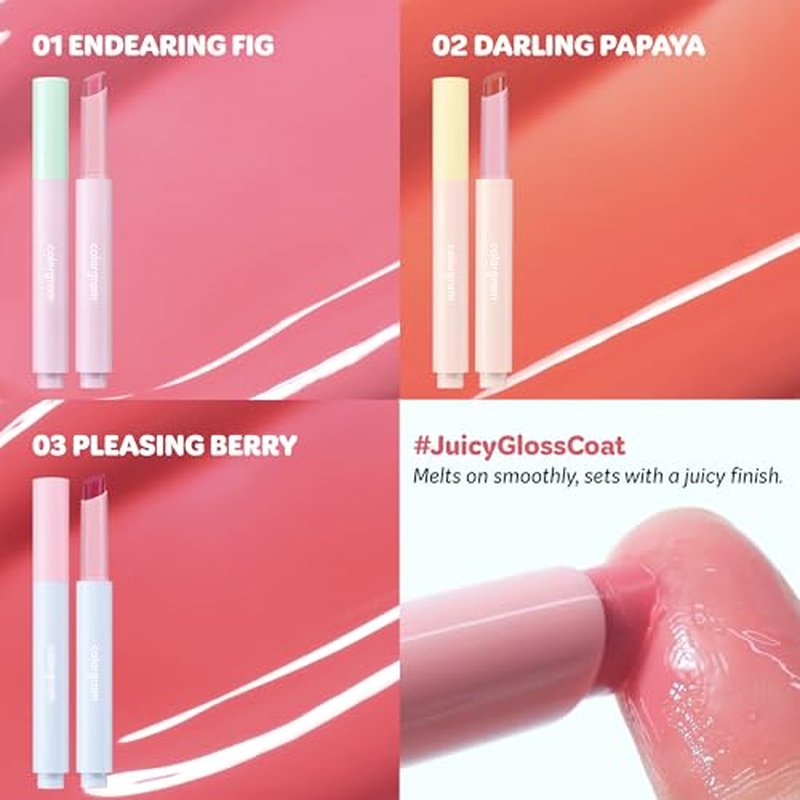 COLORGRAM Fruity Glass Stick 01 ENDEARING FIG | Long-Lasting Juicy Lip Tint with Radiant, Glossy Finish | Melting Syrupy Texture for Vibrant, Hydrated Lips | Non-Sticky Shine